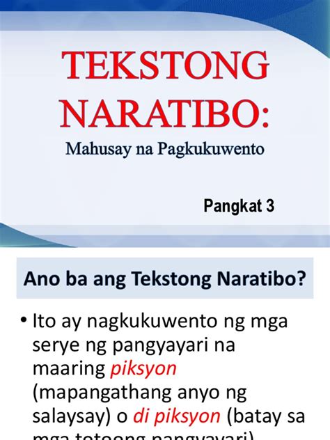 tekstong naratibo kahulugan